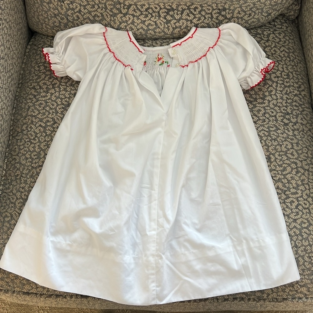 Girls Smocked Christmas Holiday Dress - Picture 3 of 5